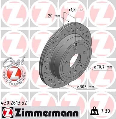 Bremžu diski ZIMMERMANN 430.2613.52 1