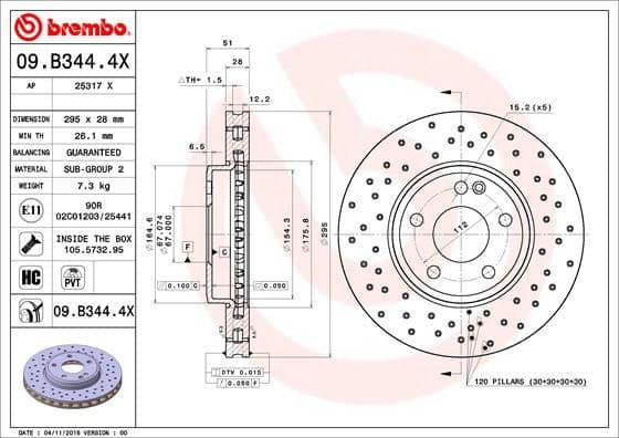 Bremžu diski BREMBO 09.B344.4X 1