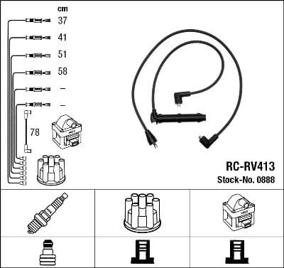 Augstsprieguma vadu komplekts NGK 0888 1