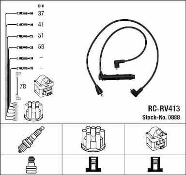 Augstsprieguma vadu komplekts NGK 0888 1