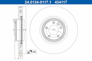 Bremžu diski ATE 24.0134-0117.1 1