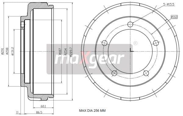 Bremžu trumulis MAXGEAR 19-2305 1