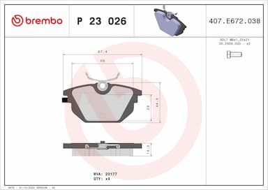 Bremžu uzliku kompl., Disku bremzes BREMBO P 23 026 1