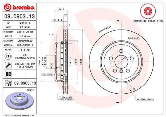 Bremžu diski BREMBO 09.D903.13 1