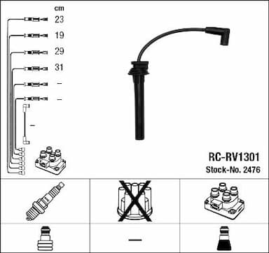 Augstsprieguma vadu komplekts NGK 2476 1