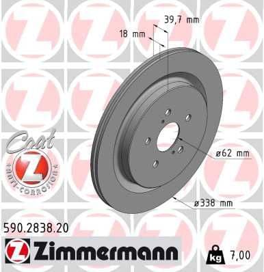 Bremžu diski ZIMMERMANN 590.2838.20 1