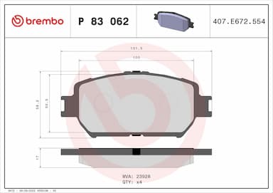 Bremžu uzliku kompl., Disku bremzes BREMBO P 83 062 1