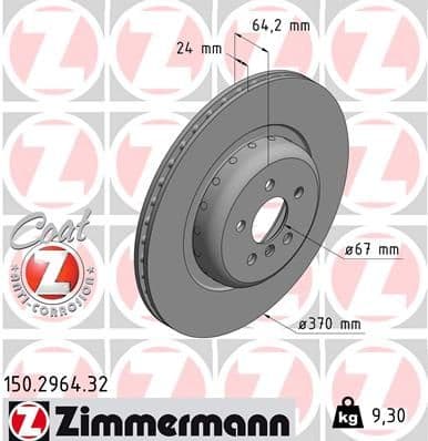 Bremžu diski ZIMMERMANN 150.2964.32 1