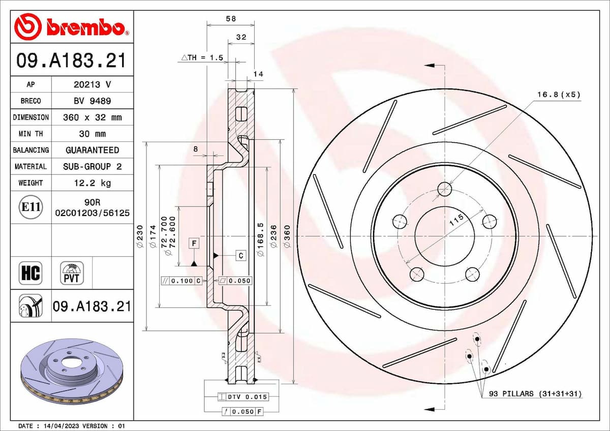 Bremžu diski BREMBO 09.A183.21 1