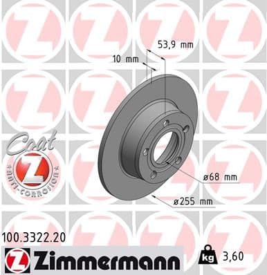 Bremžu diski ZIMMERMANN 100.3322.20 1