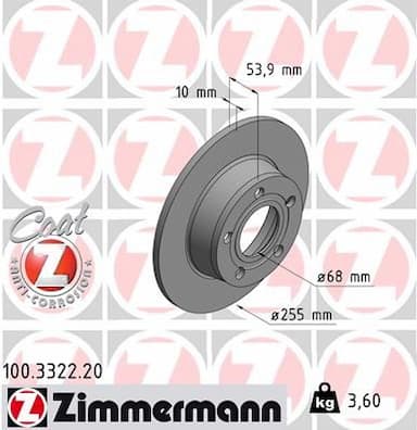 Bremžu diski ZIMMERMANN 100.3322.20 1