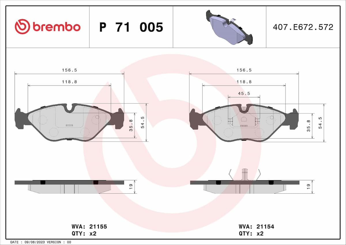 Bremžu uzliku kompl., Disku bremzes BREMBO P 71 005 1