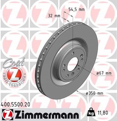 Bremžu diski ZIMMERMANN 400.5500.20 1