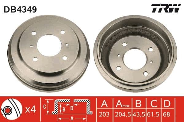 Bremžu trumulis TRW DB4349 1