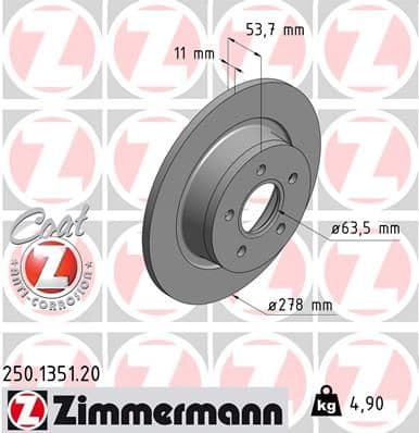 Bremžu diski ZIMMERMANN 250.1351.20 1