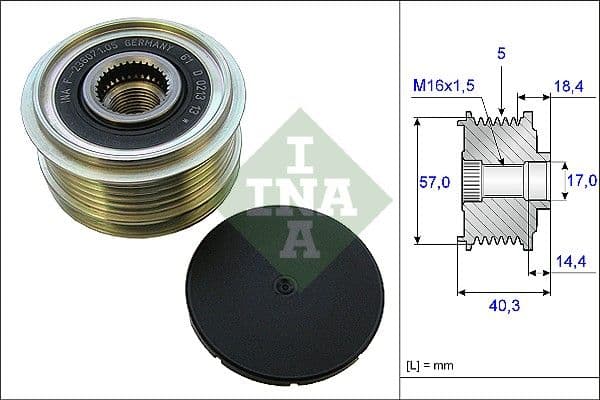 Ģeneratora brīvgaitas mehānisms INA 535 0187 10 1