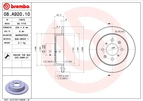 Bremžu diski BREMBO 08.A920.10 1