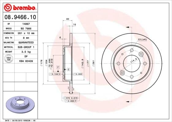 Bremžu diski BREMBO 08.9466.10 1