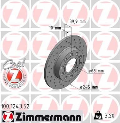 Bremžu diski ZIMMERMANN 100.1243.52 1