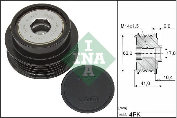 Ģeneratora brīvgaitas mehānisms INA 535 0338 10 1