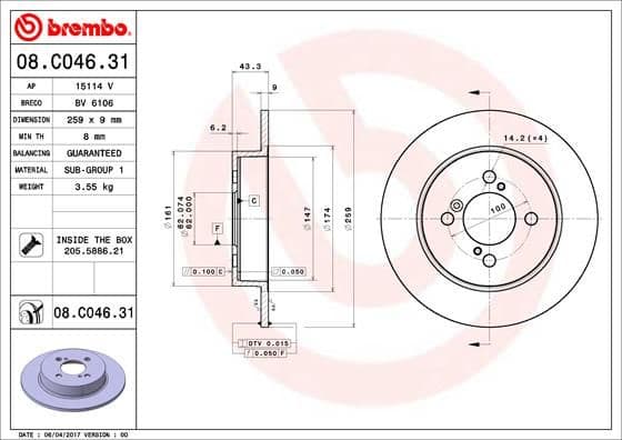 Bremžu diski BREMBO 08.C046.31 1