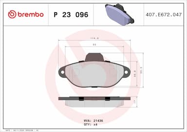 Bremžu uzliku kompl., Disku bremzes BREMBO P 23 096 1