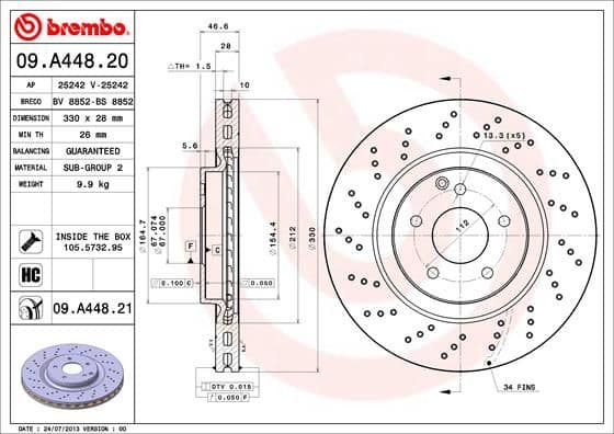 Bremžu diski BREMBO 09.A448.21 1