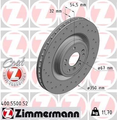 Bremžu diski ZIMMERMANN 400.5500.52 1