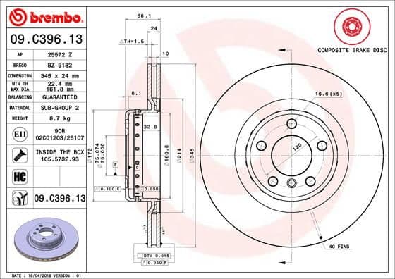 Bremžu diski BREMBO 09.C396.13 1