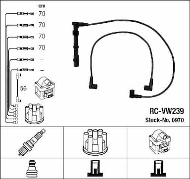 Augstsprieguma vadu komplekts NGK 0970 1