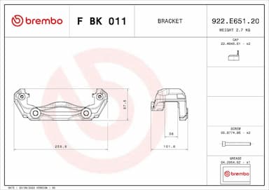 Bremžu suporta skavas stipr. korpusa kompl. BREMBO F BK 011 2