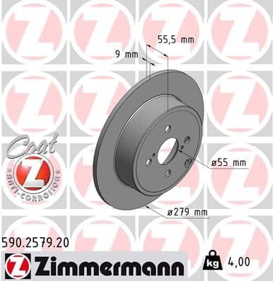 Bremžu diski ZIMMERMANN 590.2579.20 1