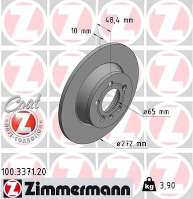 Bremžu diski ZIMMERMANN 100.3371.20 1