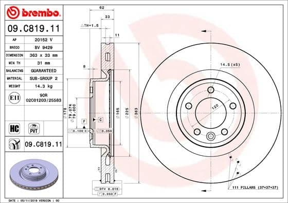 Bremžu diski BREMBO 09.C819.11 1