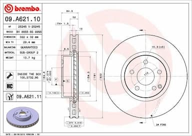 Bremžu diski BREMBO 09.A621.11 1