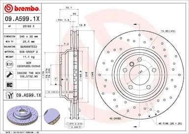 Bremžu diski BREMBO 09.A599.1X 1