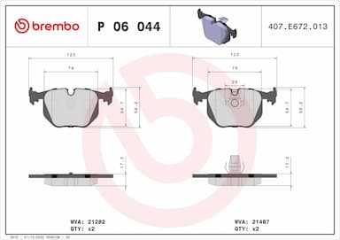 Bremžu uzliku kompl., Disku bremzes BREMBO P 06 044 1