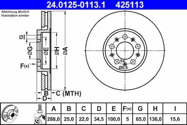 Bremžu diski ATE 24.0125-0113.1 1