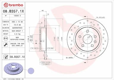 Bremžu diski BREMBO 08.B357.1X 1