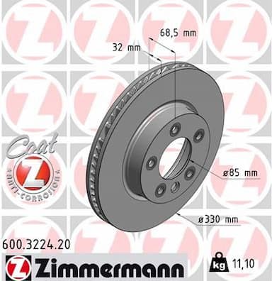 Bremžu diski ZIMMERMANN 600.3224.20 1