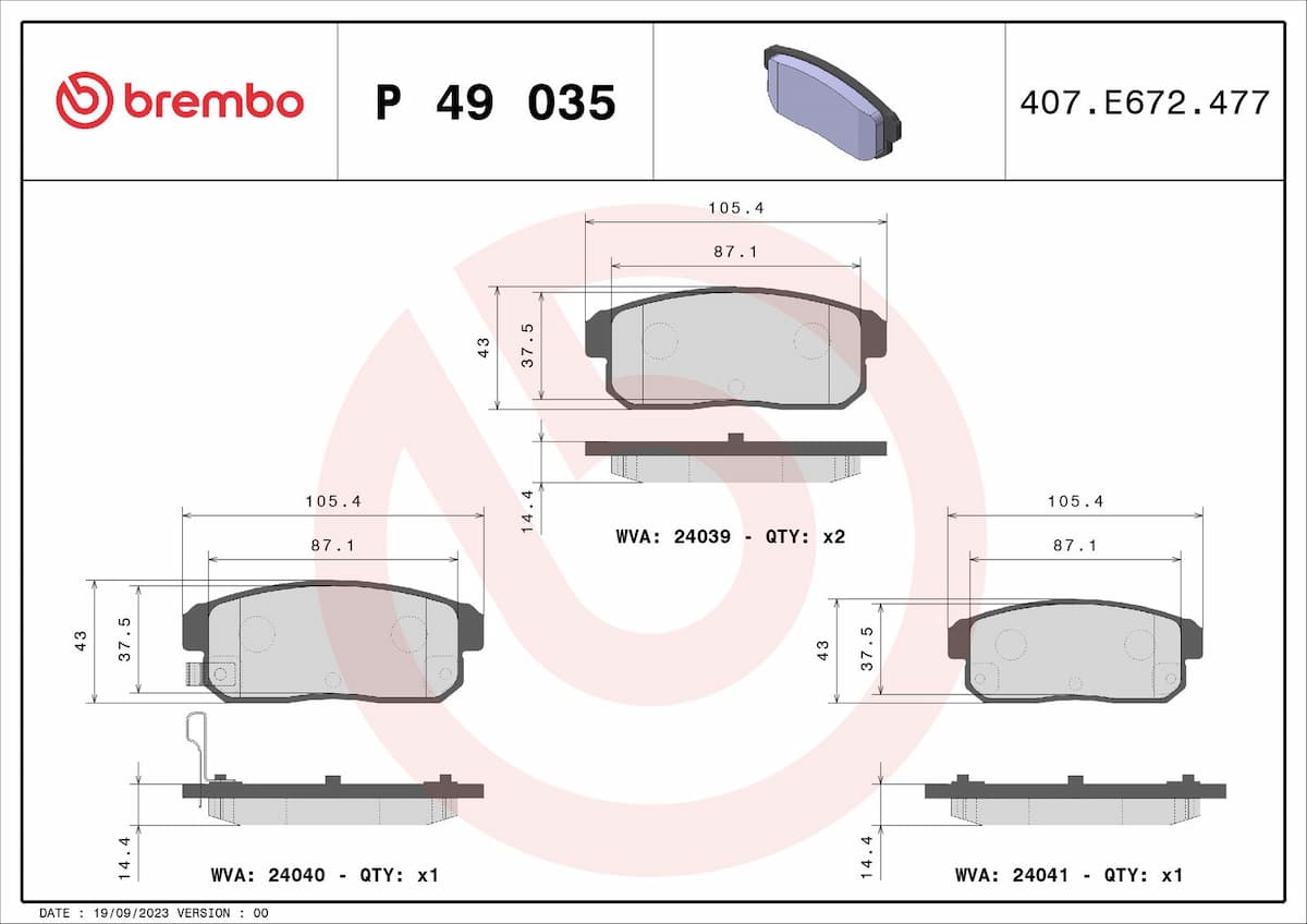 Bremžu uzliku kompl., Disku bremzes BREMBO P 49 035 1