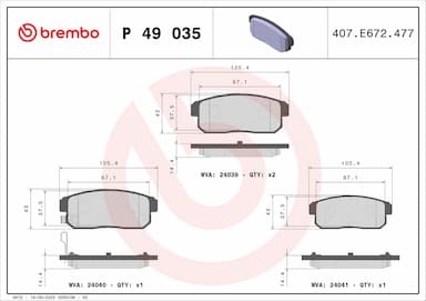 Bremžu uzliku kompl., Disku bremzes BREMBO P 49 035 1