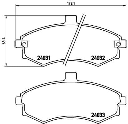 Bremžu uzliku kompl., Disku bremzes BREMBO P 30 020 1