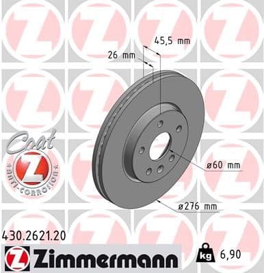 Bremžu diski ZIMMERMANN 430.2621.20 1