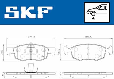 Bremžu uzliku kompl., Disku bremzes SKF VKBP 80618 2