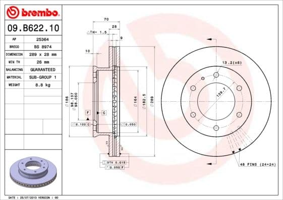 Bremžu diski BREMBO 09.B622.10 1