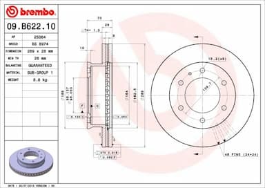 Bremžu diski BREMBO 09.B622.10 1