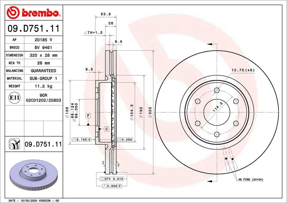 Bremžu diski BREMBO 09.D751.11 1