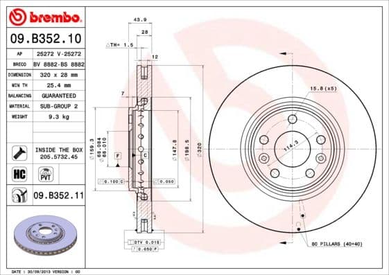 Bremžu diski BREMBO 09.B352.11 1