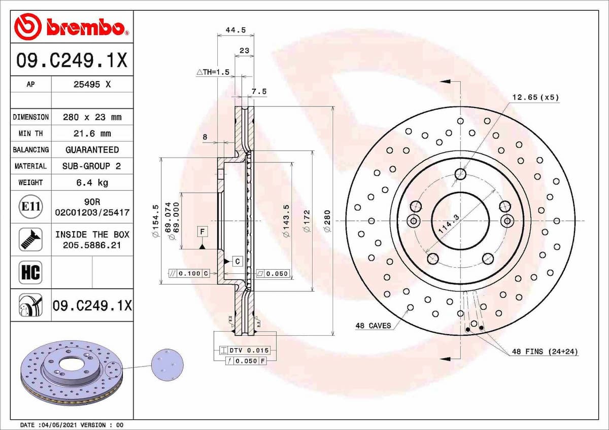 Bremžu diski BREMBO 09.C249.1X 1